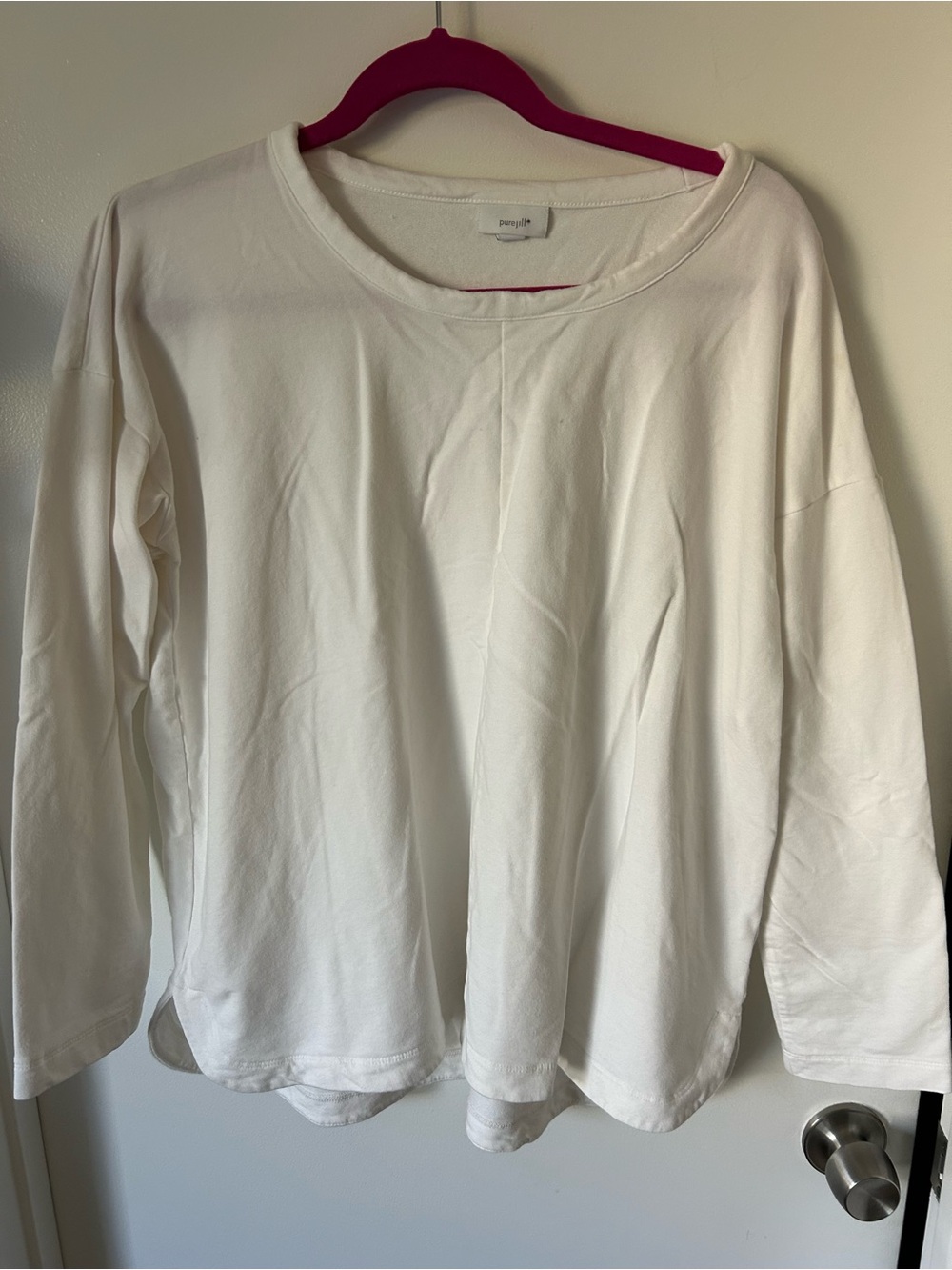 J Jill White Long Sleeve Crewneck Top